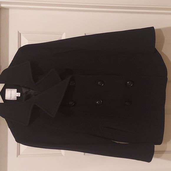 Like NEW- Black Ladies Croft&Barrow Double Breasted Size:M Cold Weather Peacoat - Picture 1 of 8